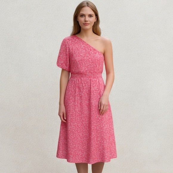 Tucker NYC- Floral 100% Silk The One Shoulder Dress - Picture 1 of 6